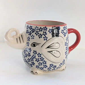 Yokohama Studio Japan Ceramic & Enamel Blue Floral Elephant Mug Reproduction (4)